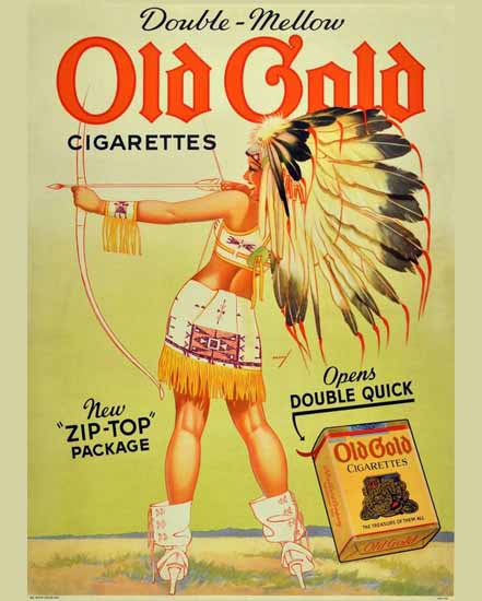 Old Gold Indian Chief Girl 1939 Pin-Up Girl George Petty Sex Appeal | Sex Appeal Vintage Ads and Covers 1891-1970