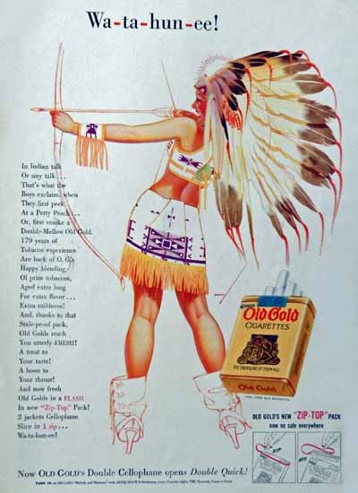 Old Gold Indian Chief Girl Wa-ta-hun-ee 1939 George Petty Sex Appeal | Sex Appeal Vintage Ads and Covers 1891-1970