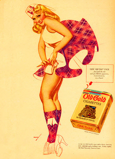 Old Gold Pin-Up Zip-Top Pack George Petty 1940 | Sex Appeal Vintage Ads and Covers 1891-1970