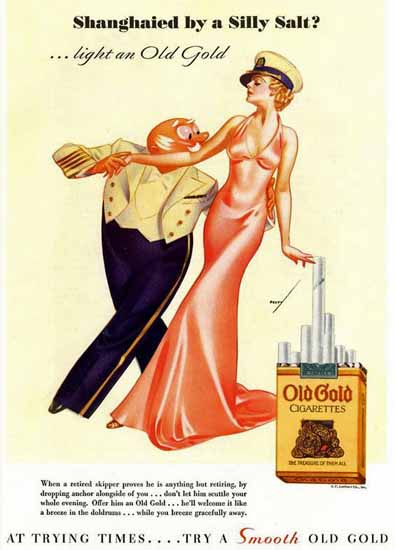 Old Gold Shanghaied by a Silly Salt 1935 George Petty | Sex Appeal Vintage Ads and Covers 1891-1970