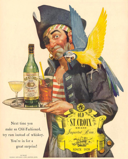 Old St Croix Rum Pirate And Parrot 1944 | Vintage Ad and Cover Art 1891-1970