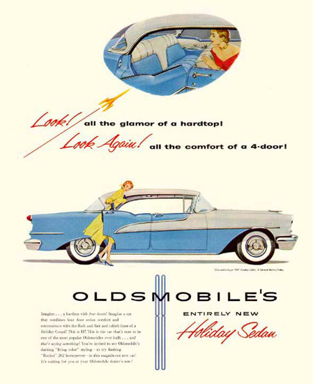 Oldsmobile Holiday Sedan 1955 Blue White | Vintage Cars 1891-1970