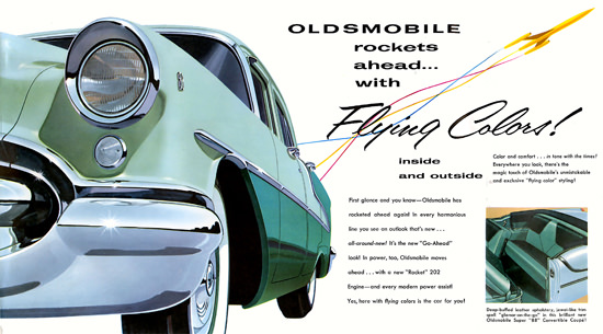 Oldsmobile Rockets Ahead Flying Colors 1955 | Vintage Cars 1891-1970