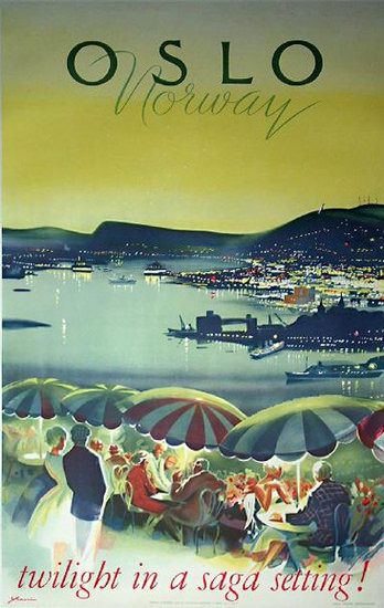 Olso Norway Twilight In A Saga Setting 1965 | Vintage Travel Posters 1891-1970