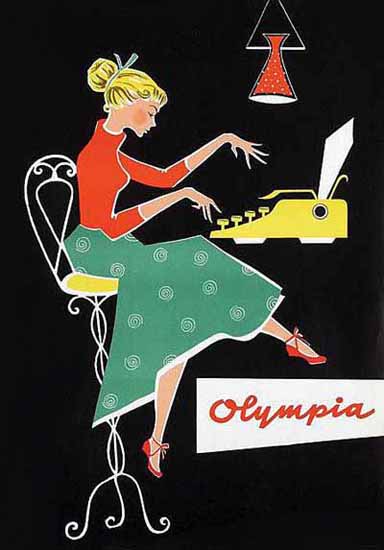 Olympia Typewriter Ad 1950s Sex Appeal Mad Men Art Vintage Ad Art