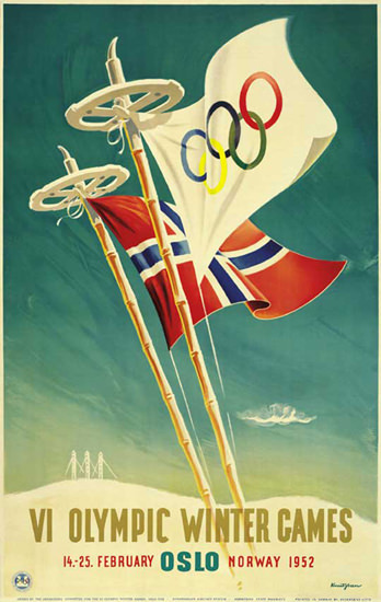 Olympic Winter Games Oslo Norway 1952 | Vintage Ad and Cover Art 1891-1970