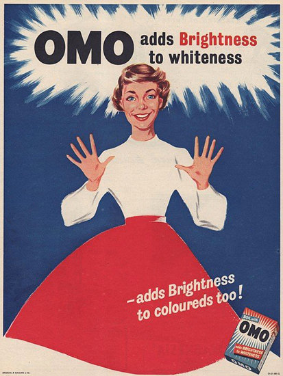 Omo Washing Powder Adds Brightness | Vintage Ad and Cover Art 1891-1970