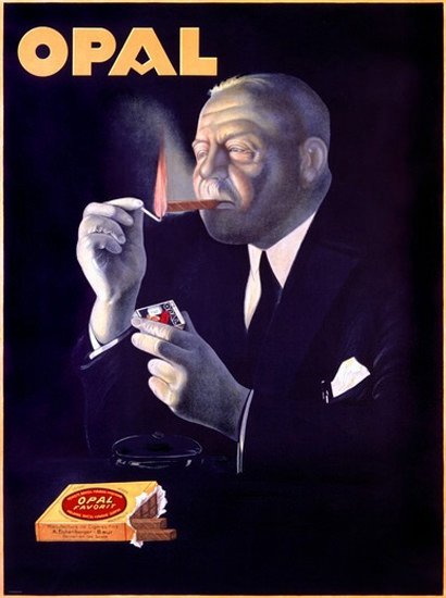 Opal Cigars Man Smokes In The Dark | Vintage Ad and Cover Art 1891-1970