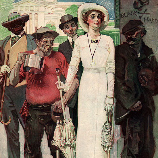 Orson Lowell Life Magazine Four Voters 1913-10-16 Copyright crop | Best of 1891-1919 Ad and Cover Art