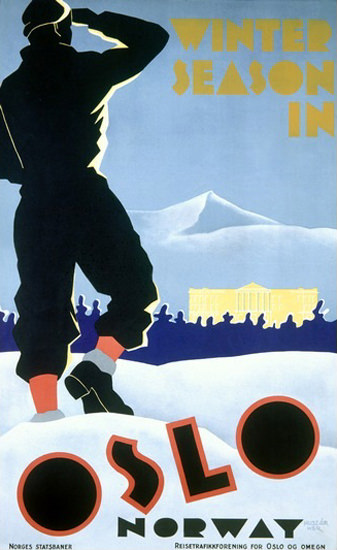 Oslo Norway Winter Ski Season | Vintage Travel Posters 1891-1970