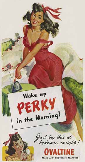 Ovaltine Ad Wake up Perky in the Morning Sex Appeal | Sex Appeal Vintage Ads and Covers 1891-1970