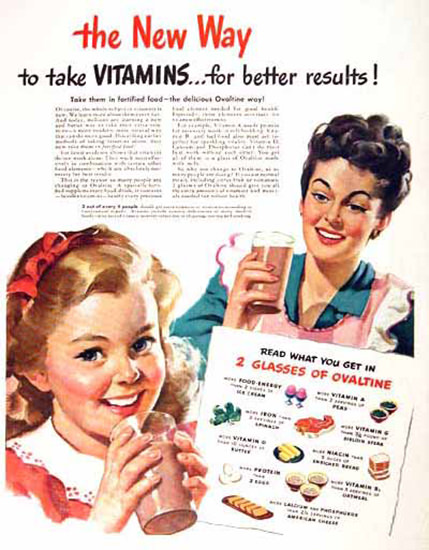 Ovaltine New Swiss Way To Take Vitamins 1946 | Vintage Ad and Cover Art 1891-1970