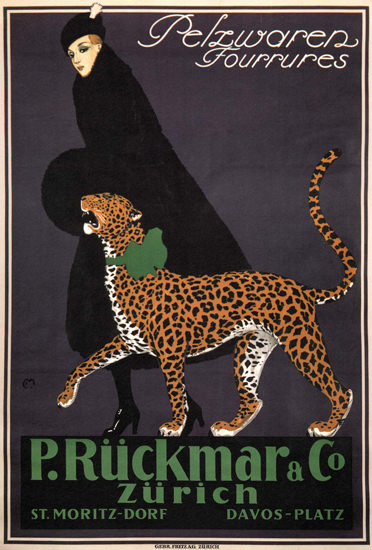 P Rueckmar Pelzwaren Zuerich St Moritz 1910 | Sex Appeal Vintage Ads and Covers 1891-1970