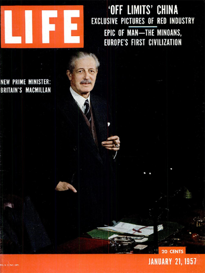 PM Maurice Harold MacMillan 21 Jan 1957 Copyright Life Magazine | Life Magazine Color Photo Covers 1937-1970