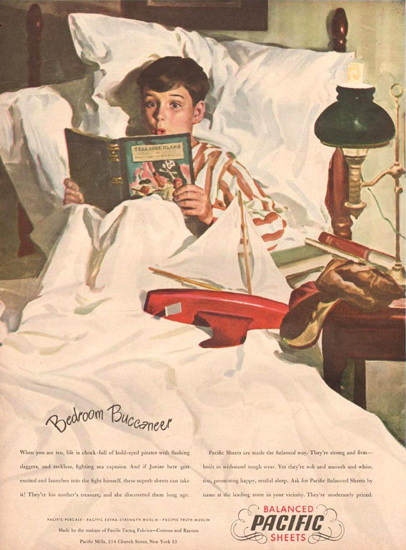 Pacific Sheets Bedroom Buccaneer 1946 | Vintage Ad and Cover Art 1891-1970