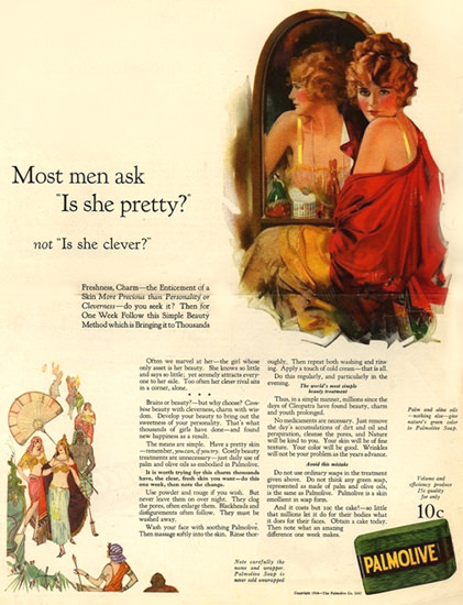 Palmolive Soap Most Men Ask Is She Pretty | Sex Appeal Vintage Ads and Covers 1891-1970