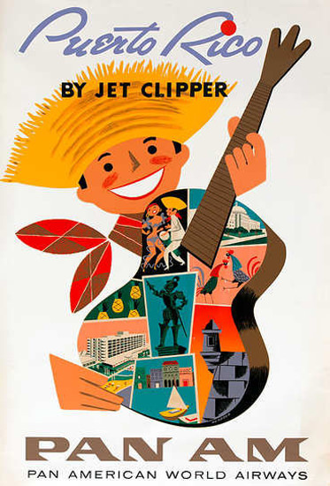 Pan Am Puerto Rico By Jet Clipper 1960s | Vintage Travel Posters 1891-1970