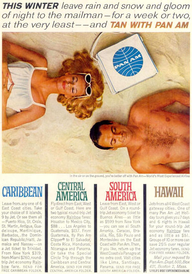 Pan Am This Winter 1962 Beach Caribbean Hawaii | Sex Appeal Vintage Ads and Covers 1891-1970