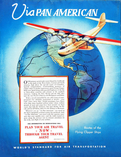 Pan America Plan Your Air Travel Now | Vintage Travel Posters 1891-1970