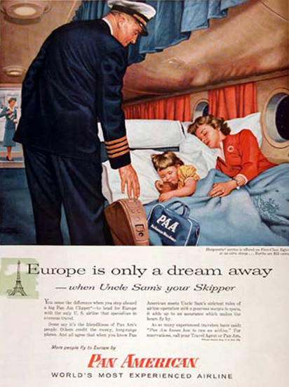 Pan American 1956 Sleeper Europe A Dream | Vintage Travel Posters 1891-1970