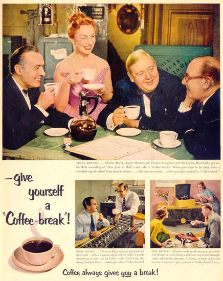 Pan-American Coffee Charles Laughton 1953 | Vintage Ad and Cover Art 1891-1970