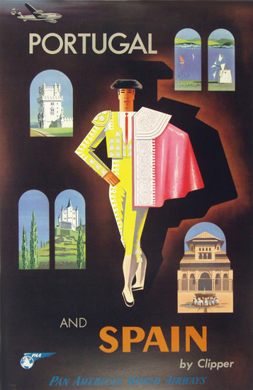 Pan American Portugal Spain Torero 1950s | Vintage Travel Posters 1891-1970