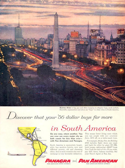 Panagra And Pan American South America 1956 | Vintage Travel Posters 1891-1970