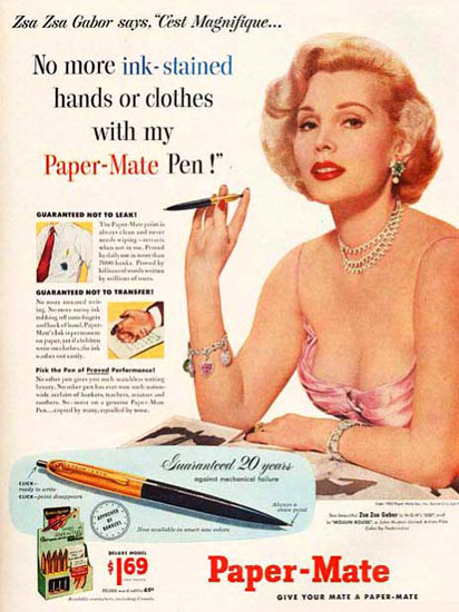 Paper-Mate Pen No More Ink-Stained Hands | Sex Appeal Vintage Ads and Covers 1891-1970