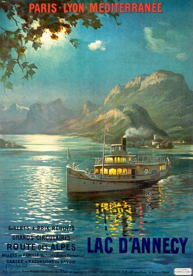 Paris-Lyon-Mediterranee Lac D Annecy Des Alpes | Vintage Travel Posters 1891-1970