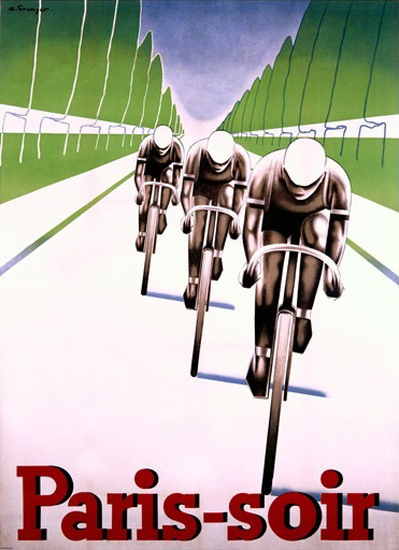 Paris Soir Bicycle Racing Abel Brunyer | Vintage Ad and Cover Art 1891-1970