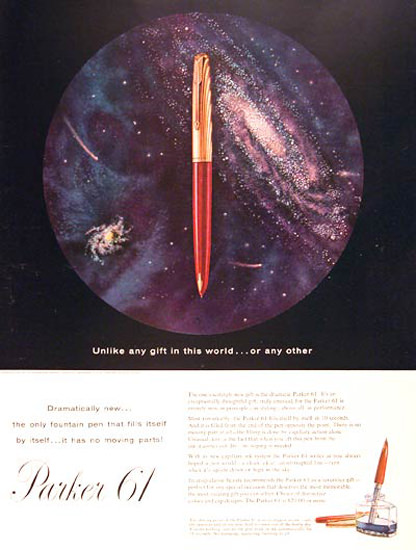 Parker 61 Fountain Pen 1957 Milky Way | Vintage Ad and Cover Art 1891-1970