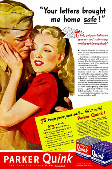 Parker Quink Your Letters Brought Me Home | Sex Appeal Vintage Ads and Covers 1891-1970