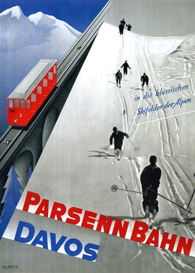 Parsennbahn Davos Switzerland Mountain Rail | Vintage Travel Posters 1891-1970