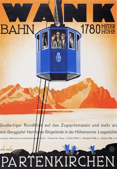 Partenkirchen 1930 Wank Bahn 1780m | Vintage Travel Posters 1891-1970