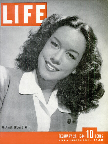 Patrice Munsel Opera Star 21 Feb 1944 Copyright Life Magazine | Life Magazine BW Photo Covers 1936-1970