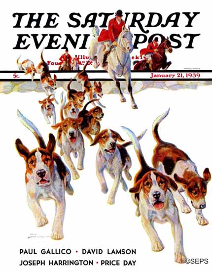 Paul Bransom Saturday Evening Post After the Scent 1939_01_21 | The Saturday Evening Post Graphic Art Covers 1931-1969