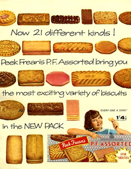 Peek Freans Biscuits 21 Different Kinds Assorted | Vintage Ad and Cover Art 1891-1970