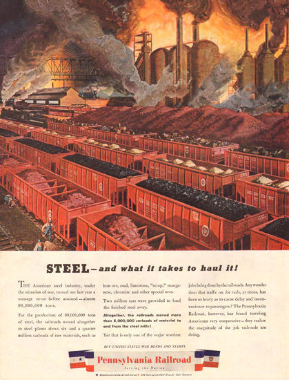 Pennsylvania Railroad Haul The Steel 1944 | Vintage Ad and Cover Art 1891-1970