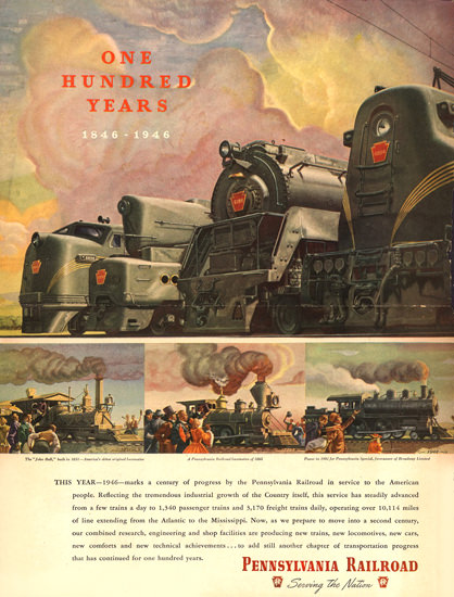 Pennsylvania Railroad One Hundred Years 1946 | Vintage Travel Posters 1891-1970