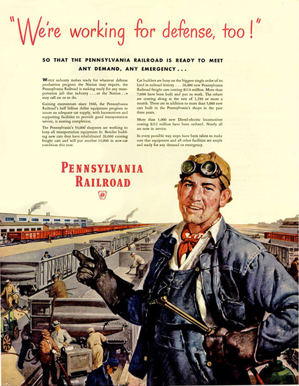 Pennsylvania Railroad Working For Defense Too | Vintage War Propaganda Posters 1891-1970