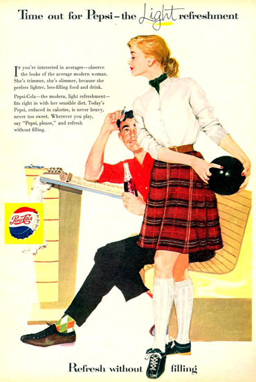 Pepsi-Cola Bowling Girl 1957 | Sex Appeal Vintage Ads and Covers 1891-1970