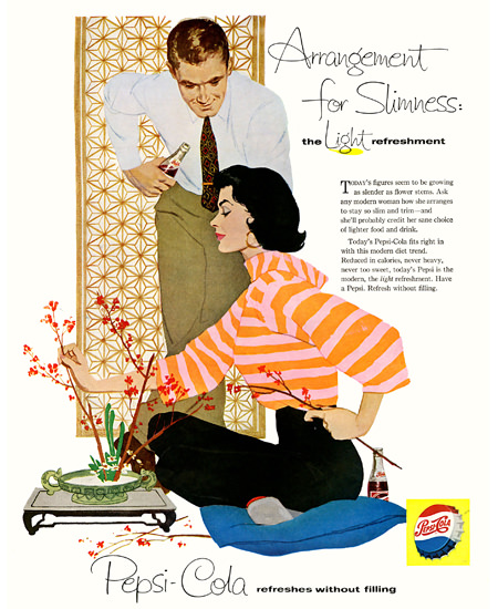 Pepsi-Cola Ikebana Arrangement For Slimness 1958 | Vintage Ad and Cover Art 1891-1970