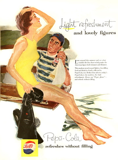 Pepsi-Cola Skin-Dive Scuba Diver Pepsi 1957 | Sex Appeal Vintage Ads and Covers 1891-1970