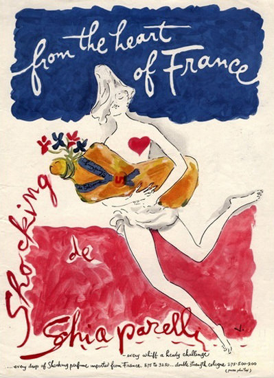 Perfume Shocking De Schiaparelli Heart Of France | Sex Appeal Vintage Ads and Covers 1891-1970