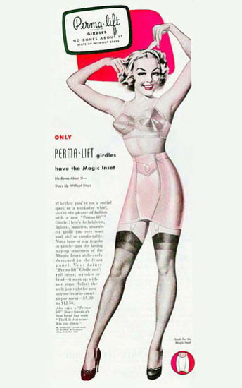 Perma Lift Girdles Have The Magic Inset No Bones | Sex Appeal Vintage Ads and Covers 1891-1970