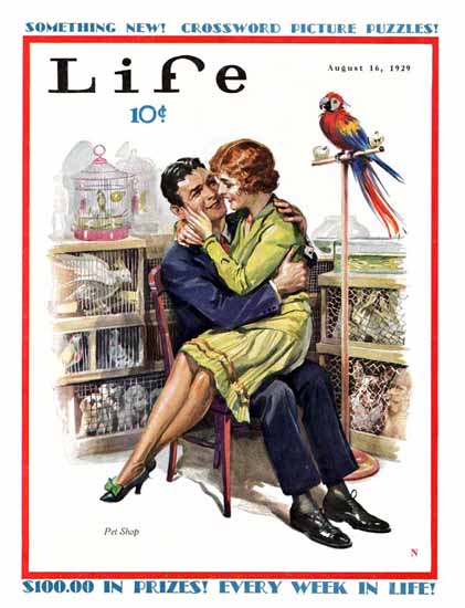 Pet Shop The Kiss Life Humor Magazine 1929-08-16 Copyright | Life Magazine Graphic Art Covers 1891-1936