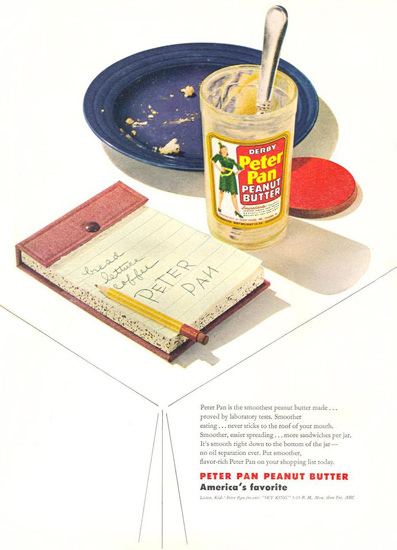 Peter Pan Peanut Butter Table 1947 | Vintage Ad and Cover Art 1891-1970