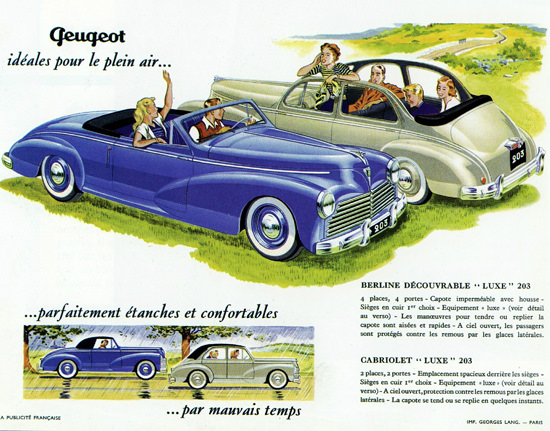 Peugeot 203 Luxe Berline N Cabriolet 1952 | Vintage Cars 1891-1970