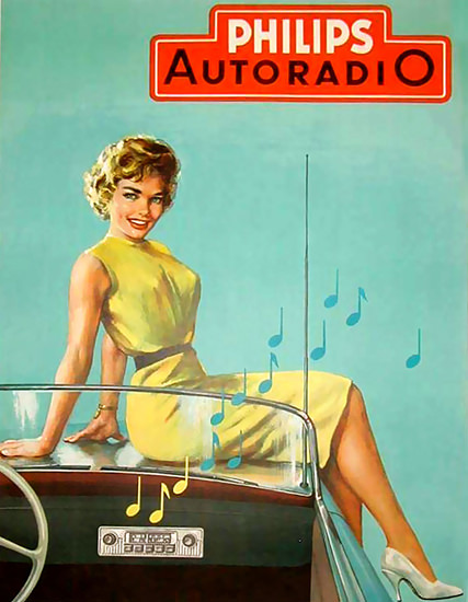 Philips Autoradio Girl On The Hood 2 | Sex Appeal Vintage Ads and Covers 1891-1970