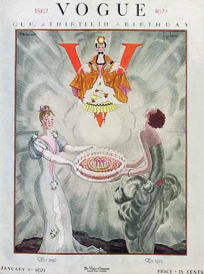 Pierre Brissaud and Georges Lepape Vogue Cover 1923-01-01 Copyright | Vogue Magazine Graphic Art Covers 1902-1958